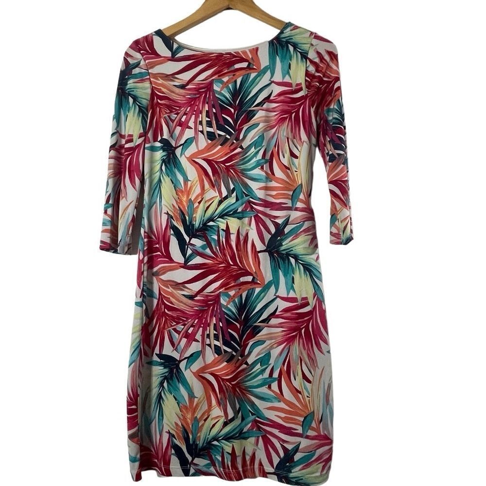Simply Styled by Sears Vibrant Leaf Print Dress Size Small